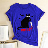 Murderous Black Cat With Knife Funny T-Shirt For Women - Weriion