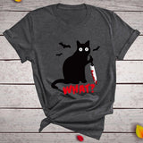 Murderous Black Cat With Knife Funny T-Shirt For Women - Weriion