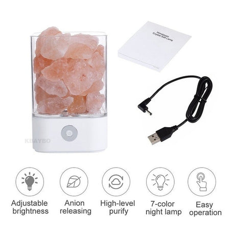 Natural Himalayan Salt Lamp Air Purifier Mood Creator Indoor Table Lamp - Weriion