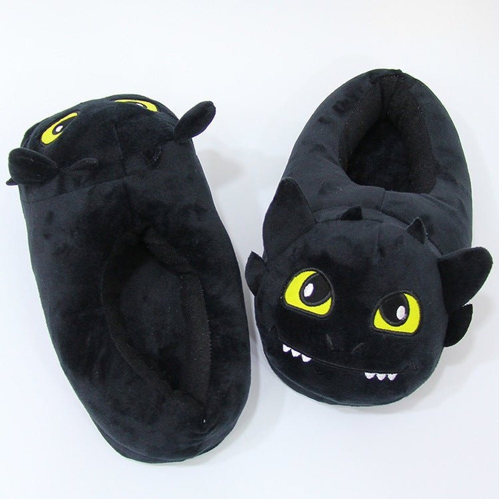 Night Fury How To Train Your Dragon Toothless Plush Slippers - Weriion