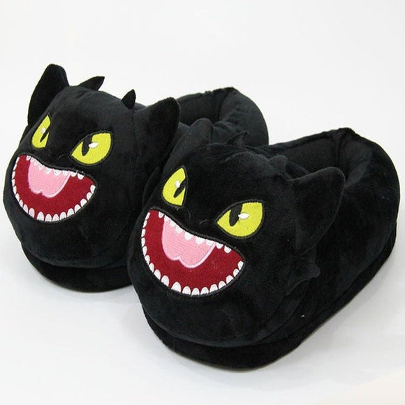Night Fury How To Train Your Dragon Toothless Plush Slippers - Weriion