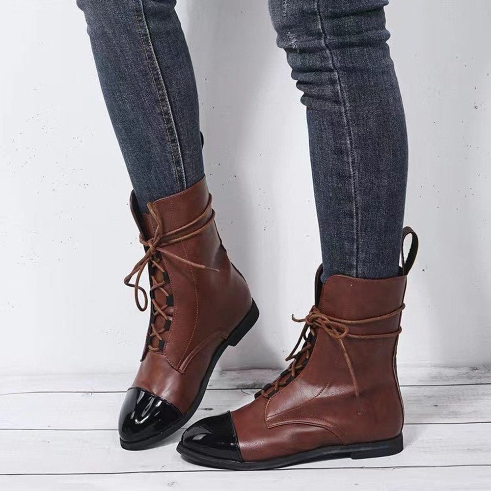 PU Leather Boots With Reinforced Toe Tip - Weriion