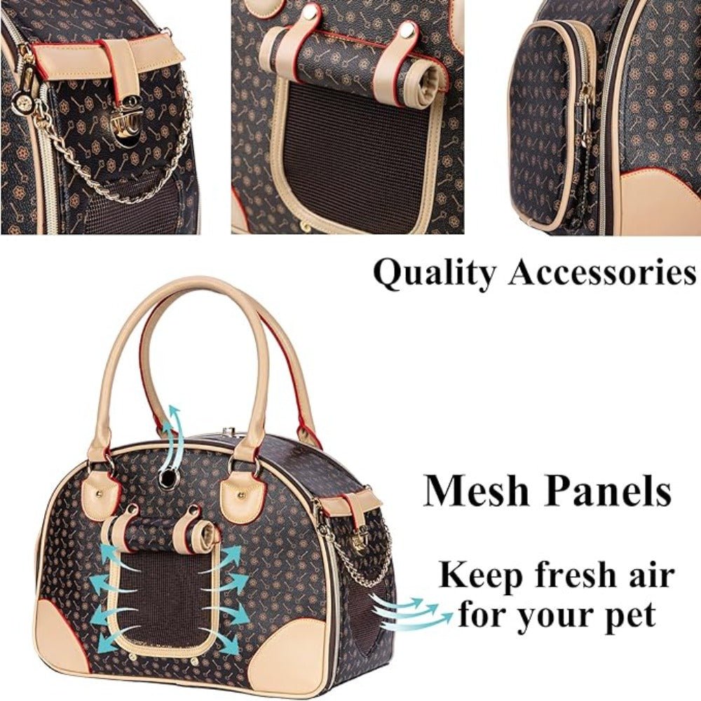 PU Leather Pet Carrier Handbag With Good Air Circulation - Weriion