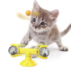 Rotating Cat Toy With Feather & Ball - Weriion