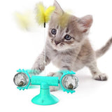 Rotating Cat Toy With Feather & Ball - Weriion