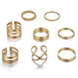 Round Hollow Geometric Rings Set For Women Fashion Cross Twist Open Ring - Weriion