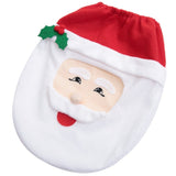 Santa Claus Toilet Seat Cover and Rug Set Bathroom Christmas Decoration - Weriion