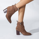 Short Suede Leather Boots With High Heels - Weriion