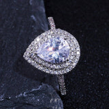 Sparkly Pear-shaped Water Drop Cubic Zirconia Rings for women - Weriion