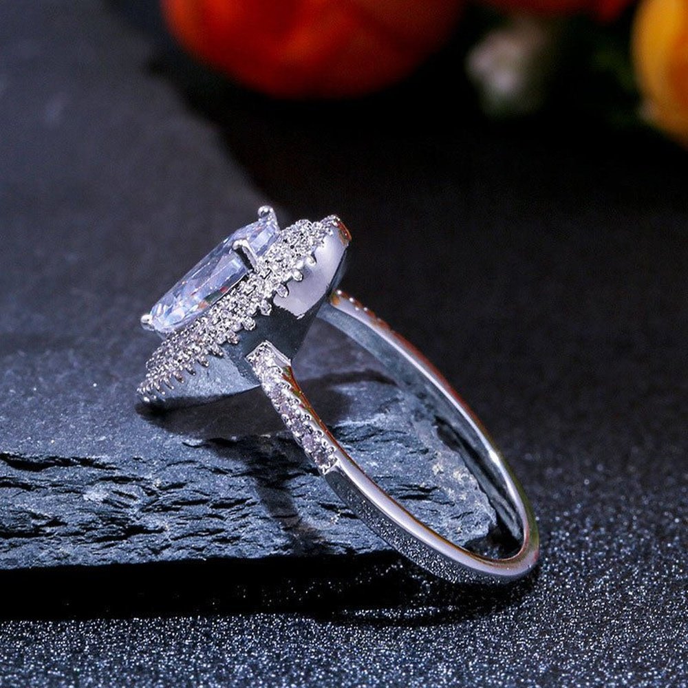 Sparkly Pear-shaped Water Drop Cubic Zirconia Rings for women - Weriion