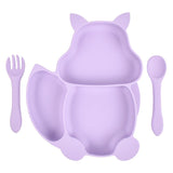 Squirrel Shaped Silicone Plate With Three compartments Spoon & Fork - Weriion