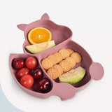 Squirrel Shaped Silicone Plate With Three compartments Spoon & Fork - Weriion