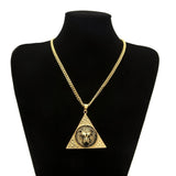 Stainless Steel Gold Color Triangle Lion Pendant Necklace For Men - Weriion