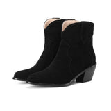 Suede Leather Ankle Boots With High Heels - Weriion