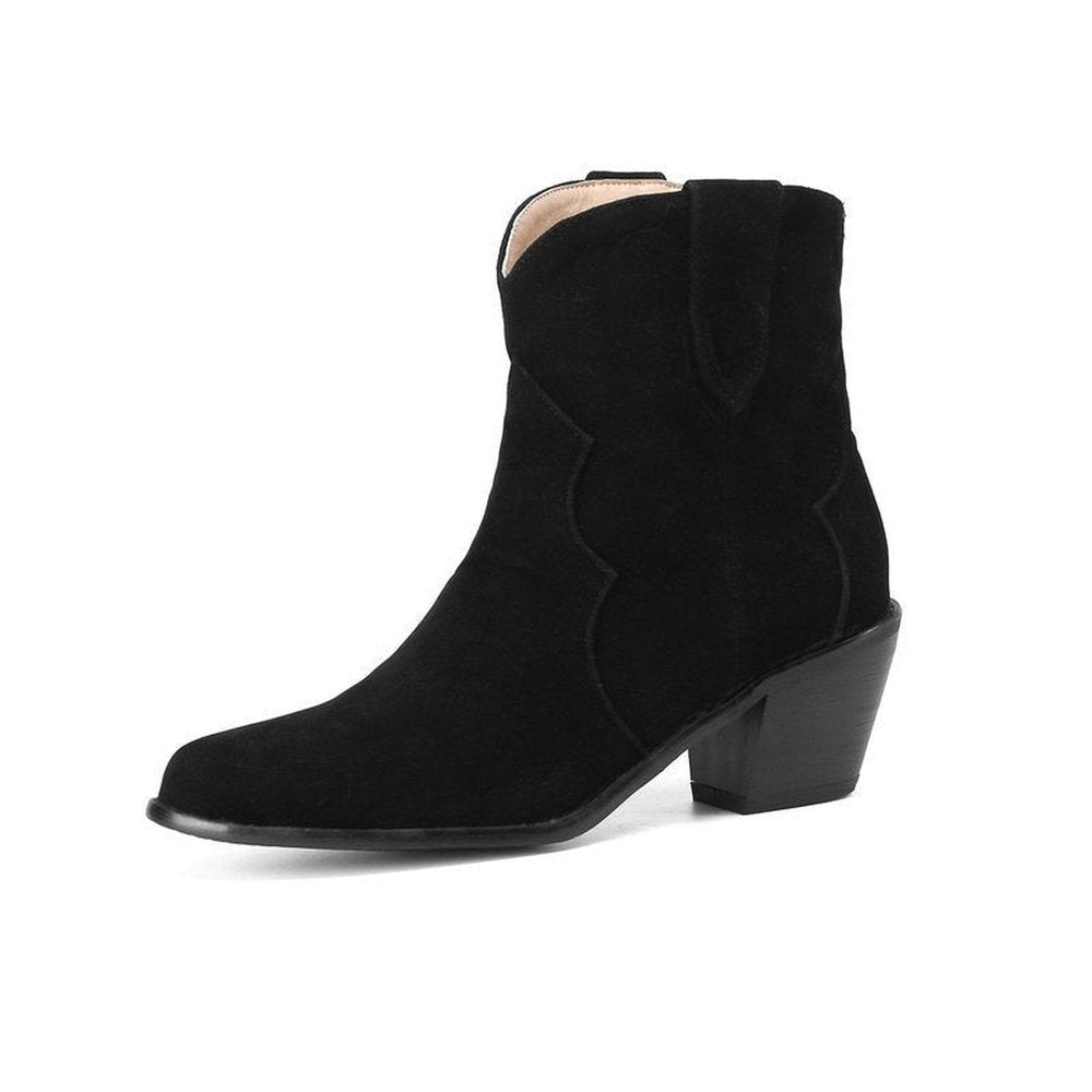 Suede Leather Ankle Boots With High Heels - Weriion