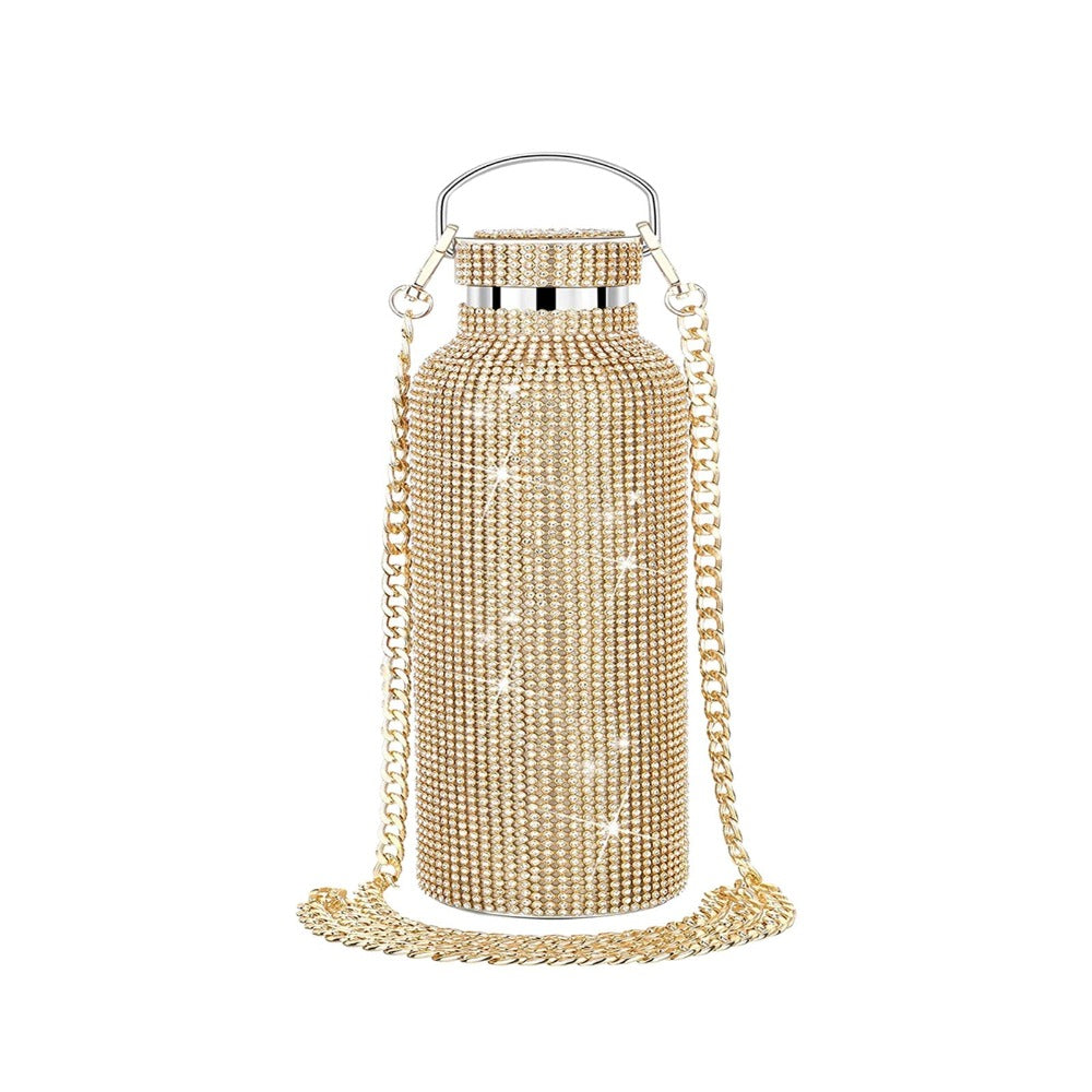 Thermos With Encrusted Diamonds & Chain - Weriion