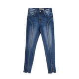 Trendy Split Hem Mid-Waist Jeans - Weriion