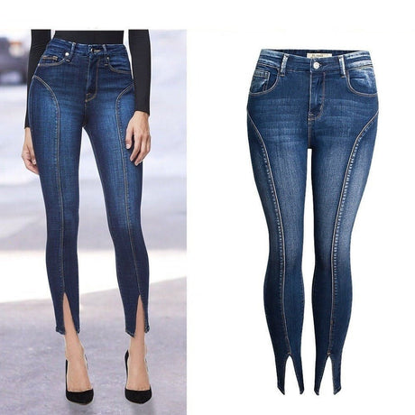 Trendy Split Hem Mid-Waist Jeans - Weriion