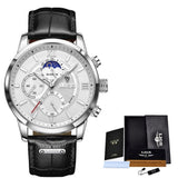 Waterproof Stainless Steel Watch With Leather Strap - Weriion