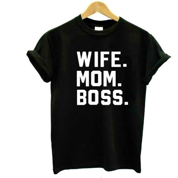 Wife Mom Boss Cotton T-Shirt - Weriion