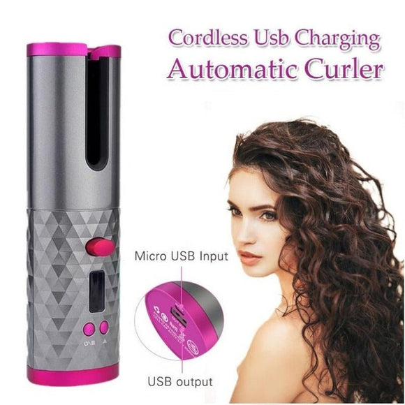 Wireless Curling Iron LCD Display USB Rechargeable - Weriion