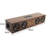 Wireless Portable Bluetooth Wooden Speaker With Alarm Clock Radio And Clock - Weriion