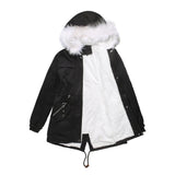 Women's Cotton Padded Winter Jacket With Fur Collar - Weriion