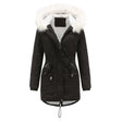 Women's Cotton Padded Winter Jacket With Fur Collar - Weriion