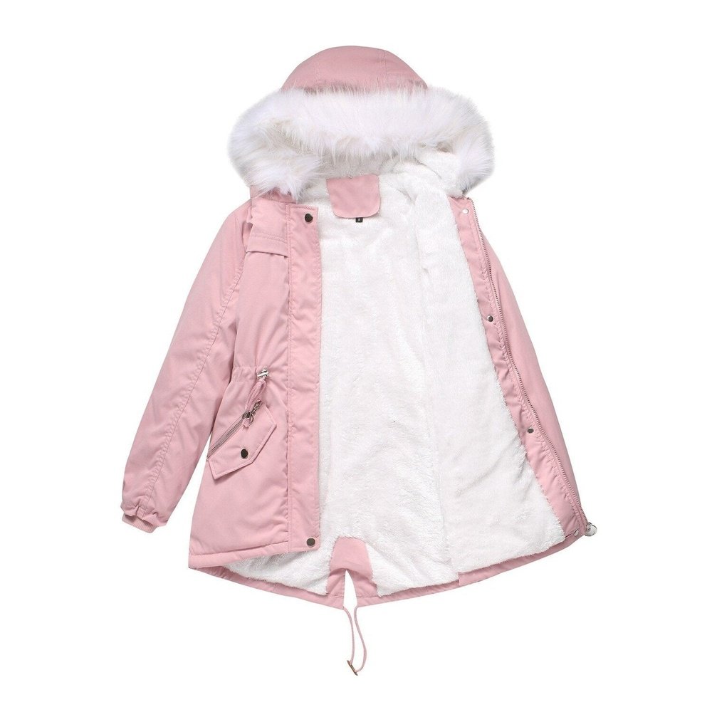 Women's Cotton Padded Winter Jacket With Fur Collar - Weriion