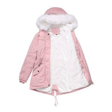 Women's Cotton Padded Winter Jacket With Fur Collar - Weriion