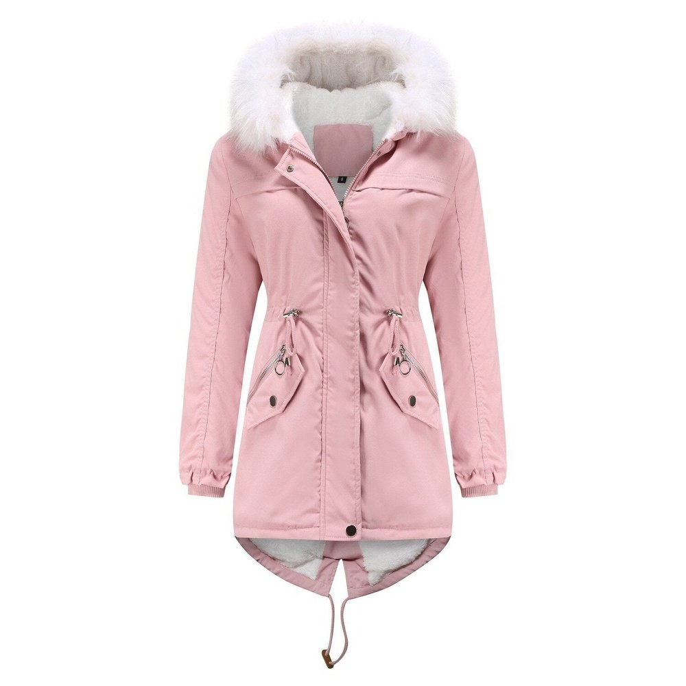 Women's Cotton Padded Winter Jacket With Fur Collar - Weriion