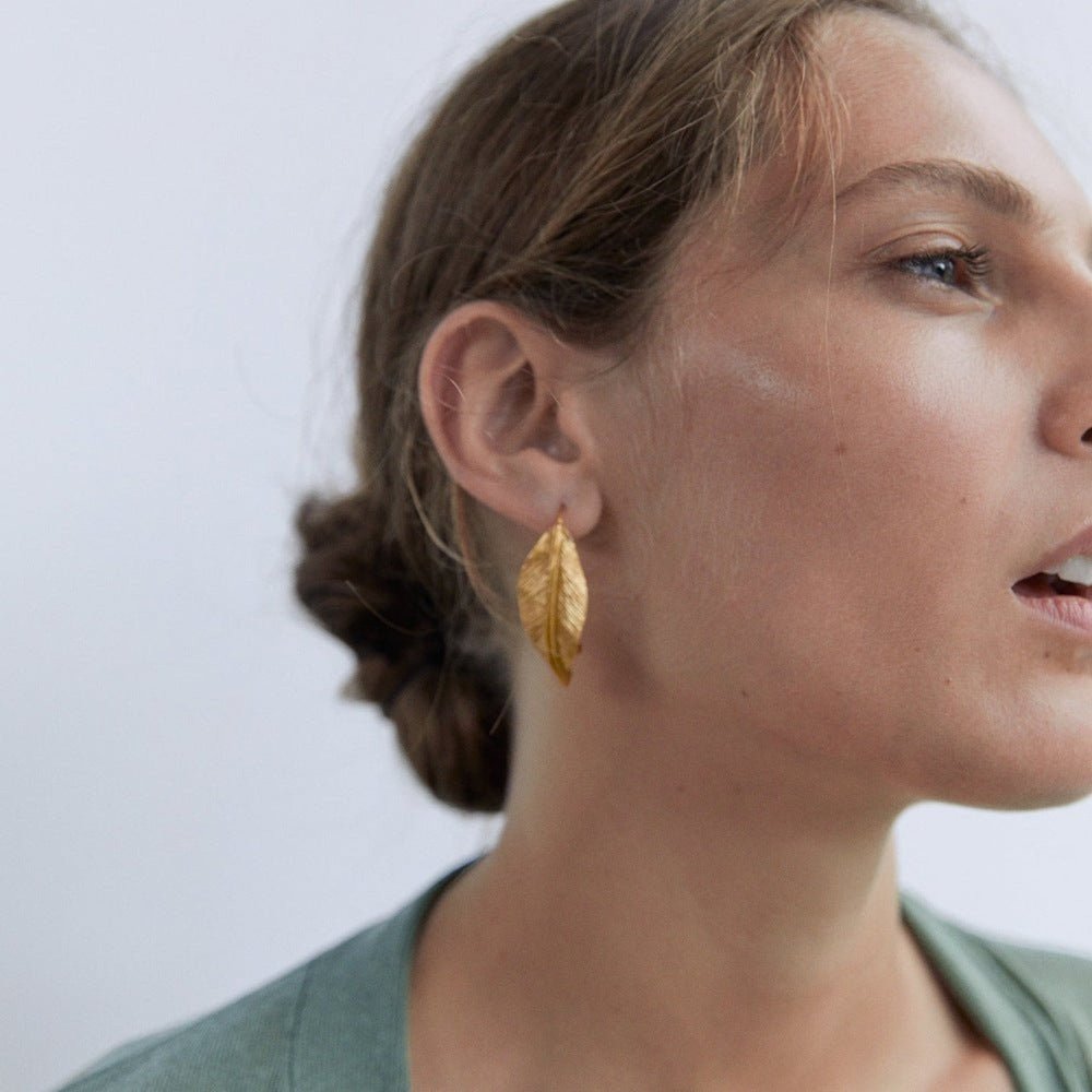 Women's Gold Leaf Earrings - Weriion