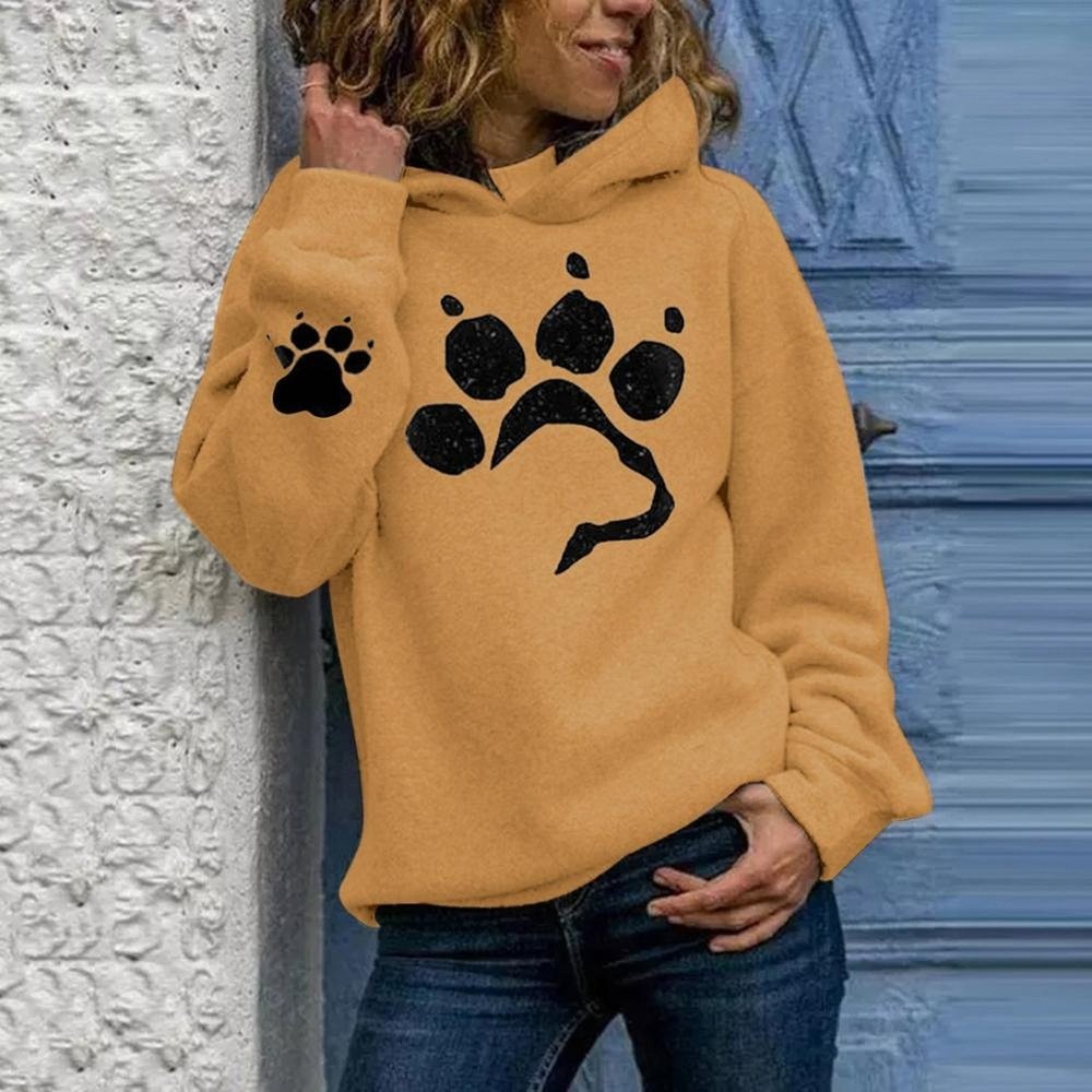 Women's Hoodie With Dog Paw Print - Weriion