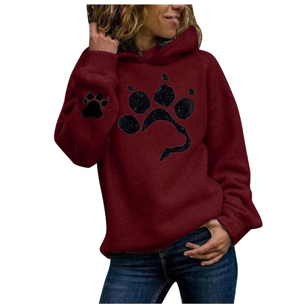 Women's Hoodie With Dog Paw Print - Weriion