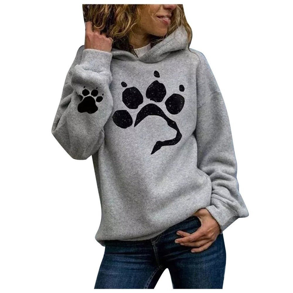 Women's Hoodie With Dog Paw Print - Weriion