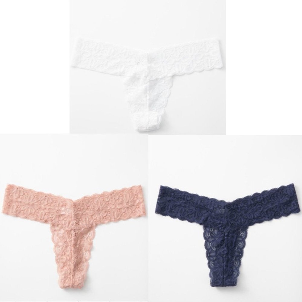 Women's Lace Thong 3pcs Panties Set - Weriion