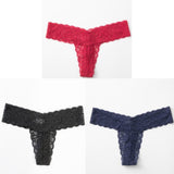 Women's Lace Thong 3pcs Panties Set - Weriion