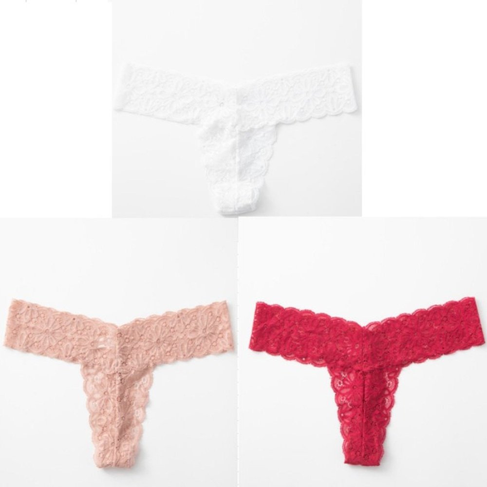 Women's Lace Thong 3pcs Panties Set - Weriion