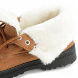 Women's Leather Fur Plush Insole Winter Boots - Weriion