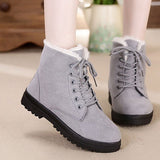 Women's Leather Fur Plush Insole Winter Boots - Weriion