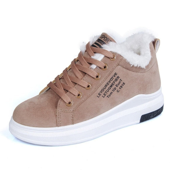 Women's Light Brown Leather Sneakers - Weriion