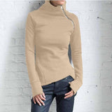 Women's Long Sleeve Turtleneck Zipper Hoodie - Weriion