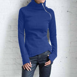 Women's Long Sleeve Turtleneck Zipper Hoodie - Weriion