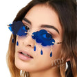 Women's Rimless Sunglasses Shaped Like Clouds - Weriion