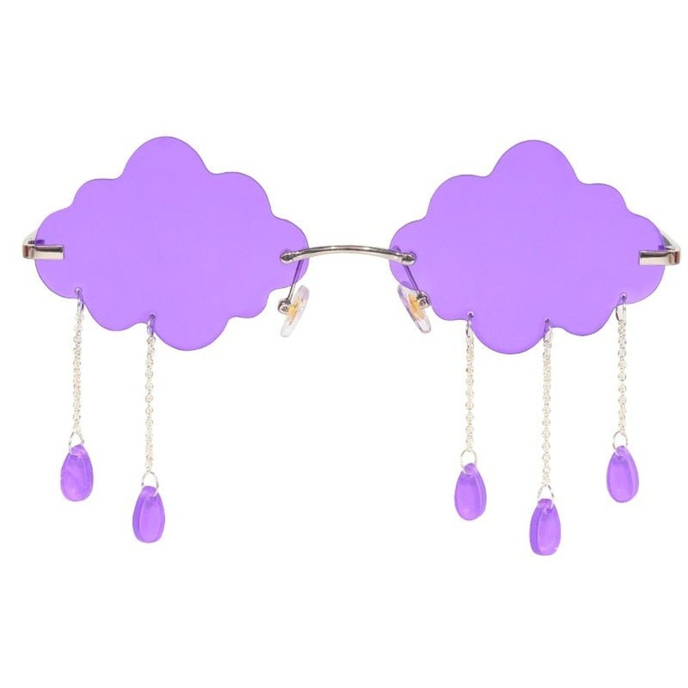 Women's Rimless Sunglasses Shaped Like Clouds - Weriion