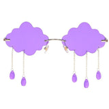 Women's Rimless Sunglasses Shaped Like Clouds - Weriion