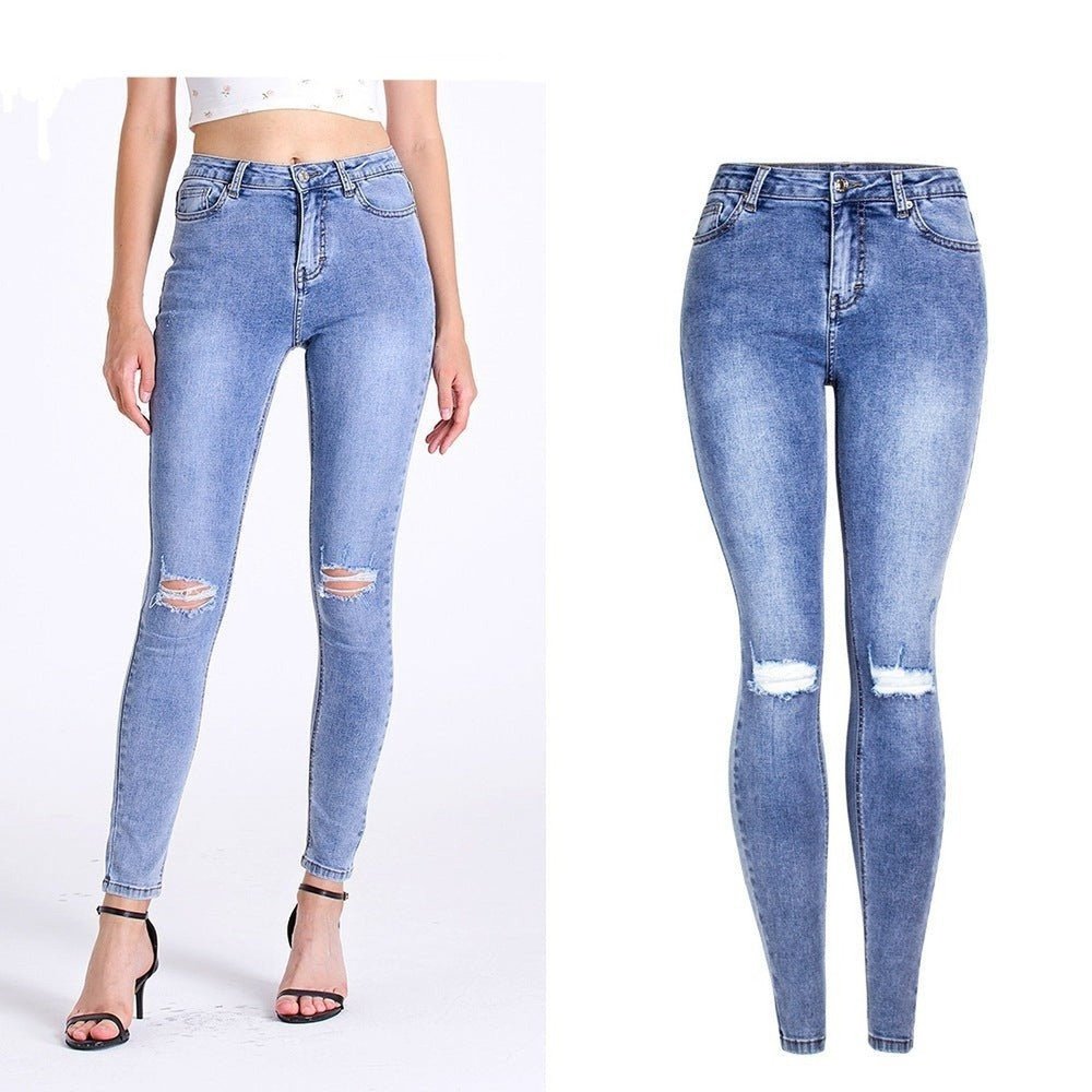 Women's Ripped Denim Jeans - Weriion