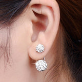 Women's Shambhala Crystal Ball Silver Plated Stud Earrings - Weriion