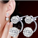 Women's Shambhala Crystal Ball Silver Plated Stud Earrings - Weriion