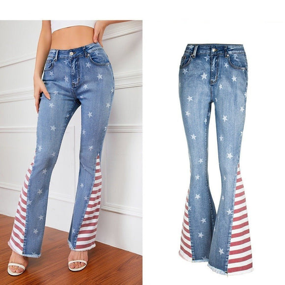 Women's Striped Jeans With Close Fit - Weriion